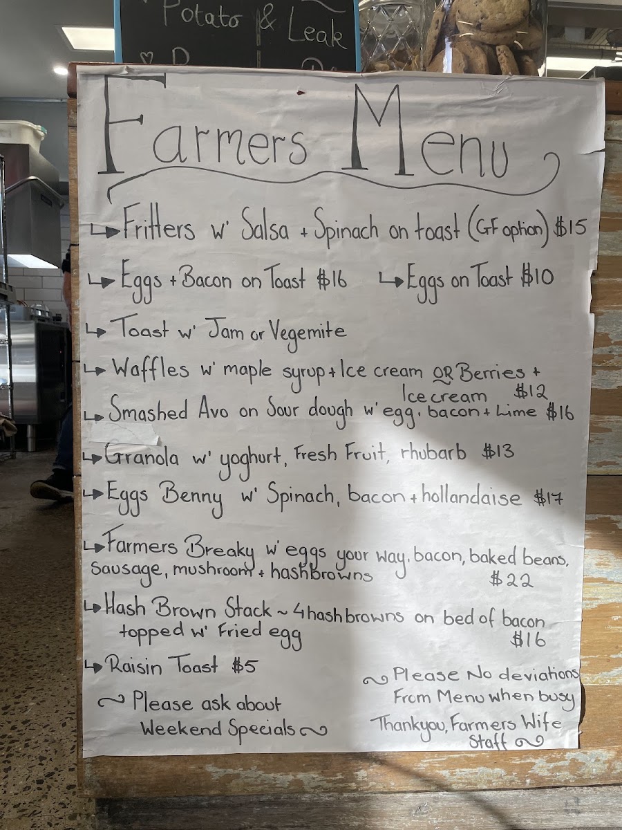 Menu The Farmers Wife Harvest Cafe-1